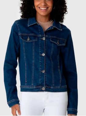 Jaqueta Jeans Malwee 1000125729 Feminina Tradicional Lapela Decorativa T. P/GG