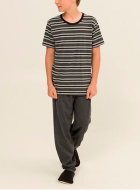 Pijama Longo Borth 28.01.0044 Juvenil Listrado Meia Malha T. 10/14