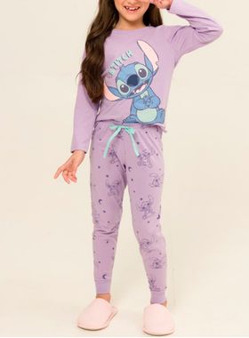 Pijama Longo Disney 24.42.0005 Infantil Stitch Algodão T. 04/08
