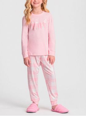 Pijama Longo Mensageiro Dos Sonhos 0141441 Infantil Coelhos 1/2 Malha Algodão T. 04/12