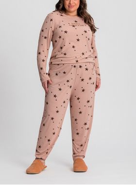 Pijama Longo Mensageiro Dos Sonhos 0141457M Plus Size Estrelas 1/2 Malha Algodão T. EG(48/50) EGG(52/54)