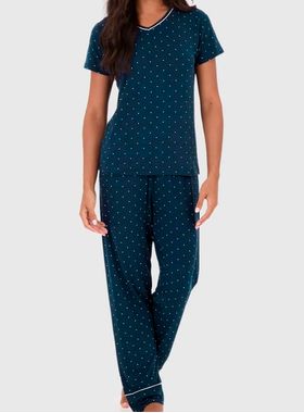 Pijama Longo Malwee 1000126829 Feminino Clássico Viscose Stretch T. P/XGG