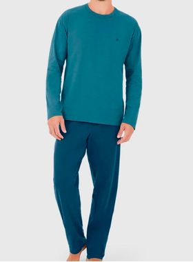 Pijama Longo Malwee 1000126774 Masculino Gola Redonda Meia Malha Algodão T. P/GG