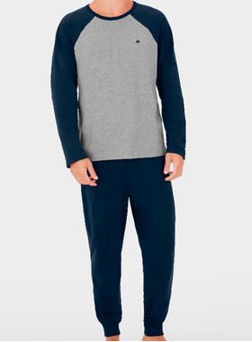 Pijama Longo Malwee 1000126783 Masculino Gola Redonda Meia Malha T. P/GG