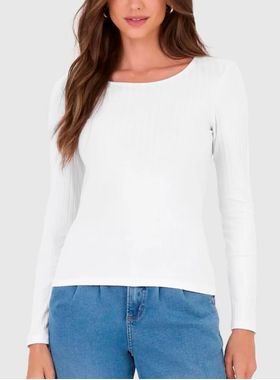 Blusa Manga Longa Malwee 1000054827 Feminina Canelada Viscose T. P/GG
