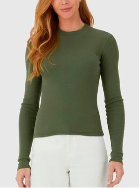 Blusa Manga Longa Malwee 1000120649 Feminina Gola Alta Ribana T. M/XGG