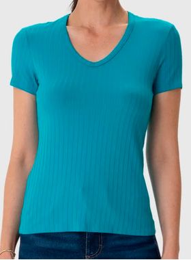 Blusa Manga Curta Malwee 1000127045 Feminina Canelada Viscose T. P/XGG