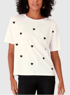 Blusa Manga Curta Malwee 1000128702 Feminina Com Bordados Meia Malha T. P/GG