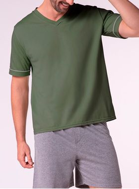 Pijama Curto Lupo 28000-001 Masculino Gola V Algodão T. P/XG