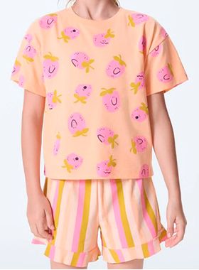 Pijama Curto Hering 56L5 Infantil Estampado Algodão T. 06/14