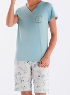 Pijama Curto Pzama 050278 Feminino Estampado Algodão T. M/EG