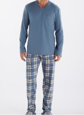 Pijama Longo Pzama 060222 Masculino Xadrez Algodão T. M/EG