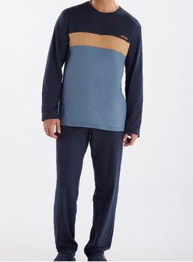 Pijama Longo Pzama 060215 Masculino Recortes Meia Malha T. M/GG