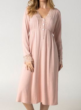 Camisola Longa Inspirate 160720 Feminina Homewear Renda e Viscose T. P/GG