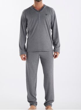 Pijama Longo Pzama 300040 Masculino Atemporal Gola V Meia Malha T. M/EG