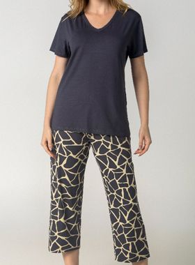 Pijama Capri Inspirate 130370 Feminino Rongeant Estampado Viscose T. M/GG