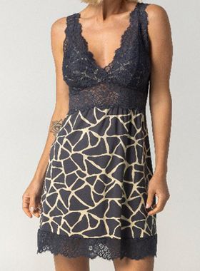 Camisola Curta Inspirate 160670 Feminina Rongeant Estampada Rendada Viscose T. P/G