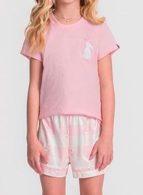 Short Doll Mensageiro Dos Sonhos 0132042 Kids Coelhos 1/2 Malha Algodão T. 04/12
