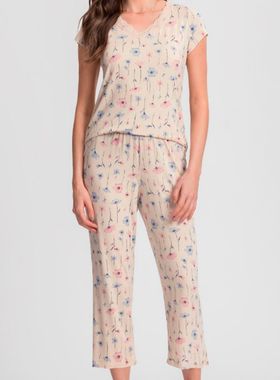 Pijama Pantacourt Mensageiro Dos Sonhos 0132048 Feminino Floral Viscolycra T. P/GG