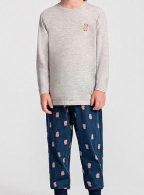 Pijama Longo Mensageiro Dos Sonhos 0141483 Infantil Capivara 1/2 Malha Algodão T. 04/12