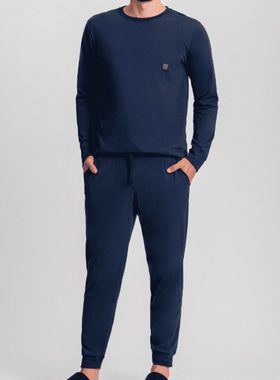 Pijama Longo Mensageiro Dos Sonhos 0141445 Masculino Com Bolsos Meia Malha T. P/GG