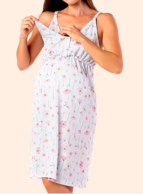 Camisola Gestante Samara 2890 Feminina Floral Meia Malha T. M/GG