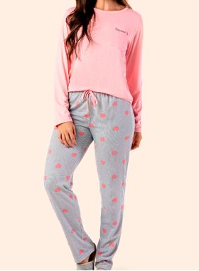 Pijama Longo Samara 2838 Feminino Xadrez Amour Meia Malha T. M/GG