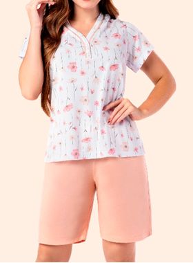 Bermudoll Samara 2883 Feminino Floral Meia Malha T. M/GG