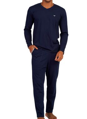 Pijama Longo Podiun 258144 Masculino Gola V Algodão T. M/GG