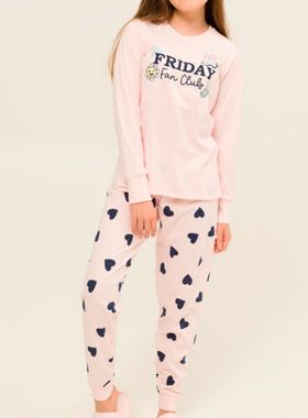 Pijama Longo Daisy Days 25.38.0016 Juvenil Corações Algodão T. 10/14