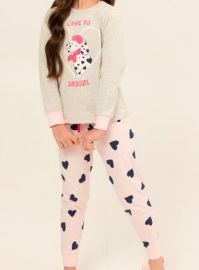 Pijama Longo Daisy Days 24.38.0024 Infantil Snooze Corações Algodão T. 04/08