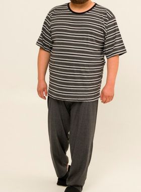 Pijama Longo Borth 95.01.0017 Plus Size Listrado Meia Malha T. G1/G3