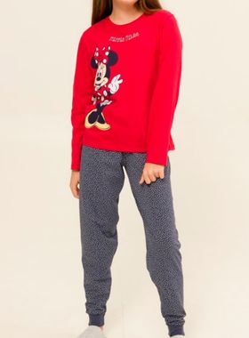 Pijama Longo Disney 25.03.0037 Juvenil Minnie Mouse Meia Malha T. 10/14