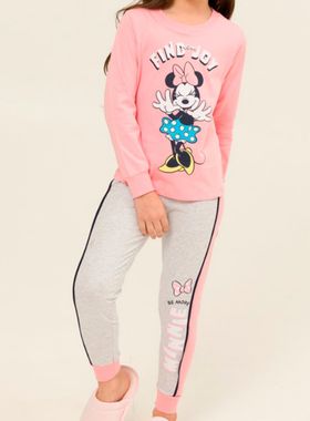 Pijama Longo Disney 24.03.0032 Infantil Minnie Find Our Joy Meia Malha T. 04/08
