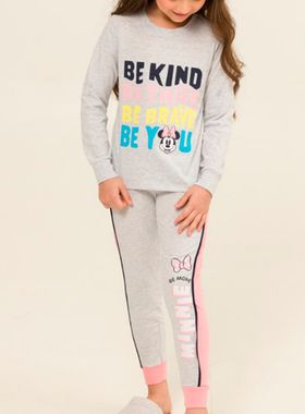 Pijama Longo Disney 24.03.0033 Infantil Minnie Be Kind Meia Malha T. 04/08