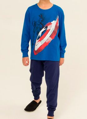 Pijama Longo Marvel 27.05.0116 Infantil Capitão América Meia Malha T. 04/08