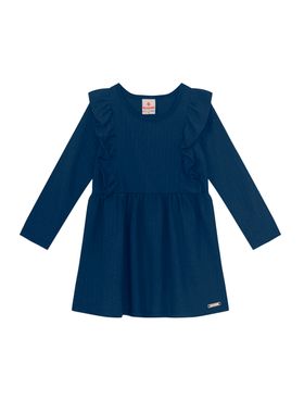 Vestido Manga Longa Brandili 55972 Infantil Babados Cotton T. 01/03