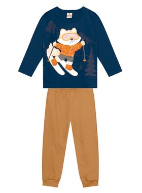 Conjunto Longo Brandili 55933 Infantil Meia Malha e Moletinho T. 01/03