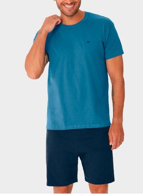 Pijama Curto Malwee 1000130722 Masculino Gola Redonda Malha Algodão T. P/GG