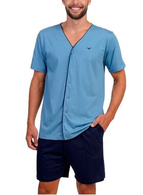 Pijama Curto Podiun 268034 Masculino Com Abertura Frontal Algodão T. P/XG