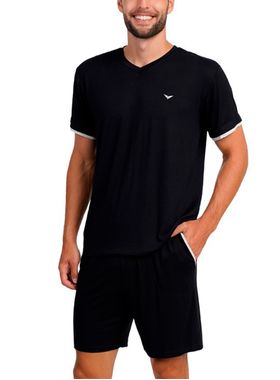 Pijama Curto Podiun 268042 Masculino Gola V Com Bolsos Viscolycra T. M/XG