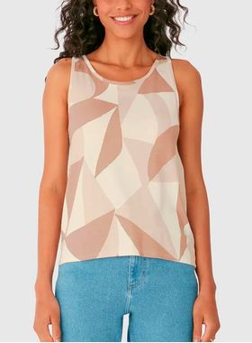 Blusa Regata Malwee 1000129503 Feminina Estampada Viscose Stretch T. P/XGG