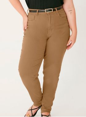 Calça Mom Malwee 1000131597 Feminina Plus Size Cintura Alta Sarja Stretch T. 48/56