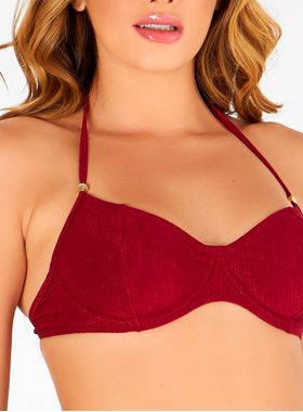 Top Meia Taça Banho de Mar 623.111 Feminino Texturizado Com Recorte Microfibra T. 44/48