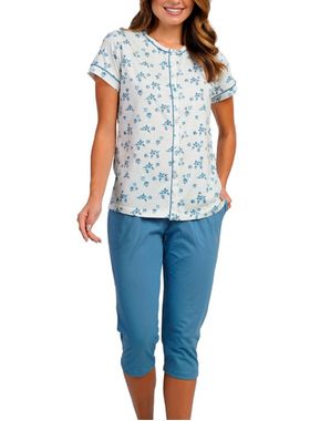 Pijama Pescador Podiun 265029 Feminino Floral Com Abertura Frontal Algodão T. M/XG