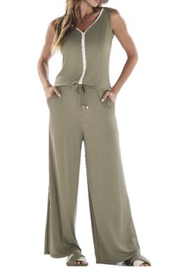 Pijama Longo Pzama 100263 Feminino Regata Decote V Viscolycra T. P/GG