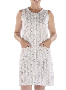 Camisola Curta Pzama 050295 Feminina Com Botões e Bolsos Algodão T. M/EG