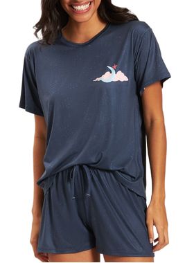 Pijama Curto Recco B0180 Feminino Estampado Poliéster T. 42/46