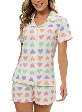 Short Doll Bela Notte 10011561 Feminino Americano Corações Algodão T. P/GG