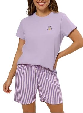 Short Doll Bela Notte 10011603 Feminino Listrado Algodão T. P/GG